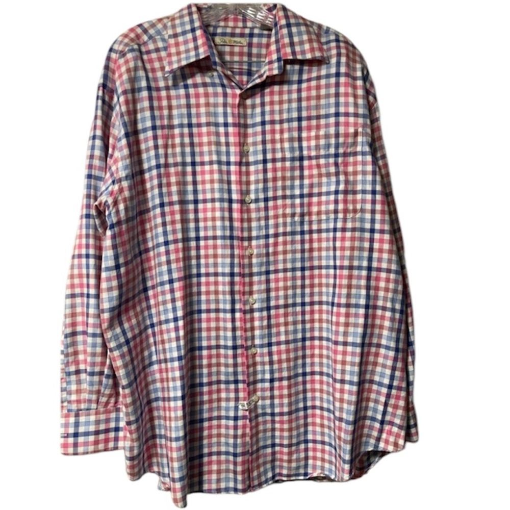 NWTO: PETER MILLAR Long Sleeve Button-up Multi-Color Shirt P2P 28” approx XL